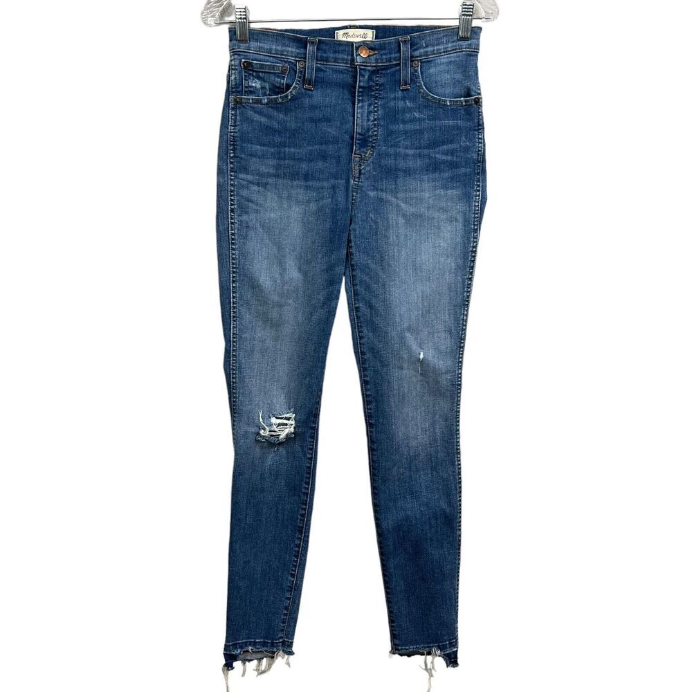 Madewell Womens Jeans 10" High Rise Skinny Stretch Pockets Raw Hem Blue Size 26*